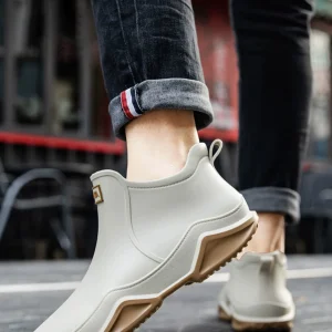 New Rain Shoes Ankle Women Waterproof Shoes Rain Boots Men Anti-slip Wear-resistant Plush Fashion Kitchen Summer Winter