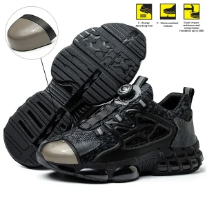 Rotary Buckle Men Work Boots Hiking Sneakers Protective Shoes Safety Industrial Shoes Puncture-Proof Anti-smash Steel Toe Shoes