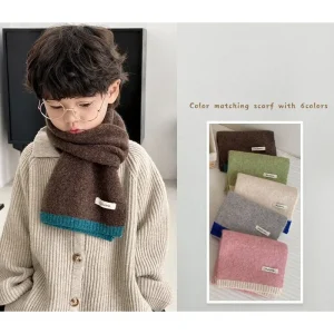 Winter 2024 New Fashion Children's Scarf (kids Scarf, Hat & Glove Sets) Kids Accessories Color Blocking Warm Baby Scarf