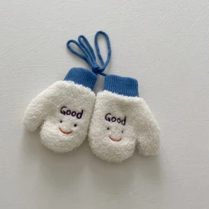 Comfortable Baby Gloves Scarf set Thick Plush Kids Full Finger Gloves Scarf set Children Lamb Wool Scarf Gloves Gift